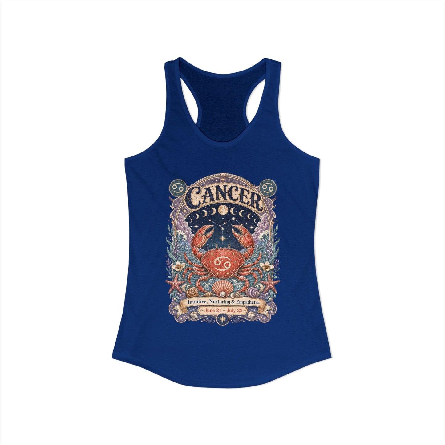 Cancer Zodiac Women's Racerback Tank – Ornate Crab Artwork