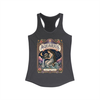 Aquarius Zodiac Women's Racerback Tank – Ornate Water Bearer Artwork