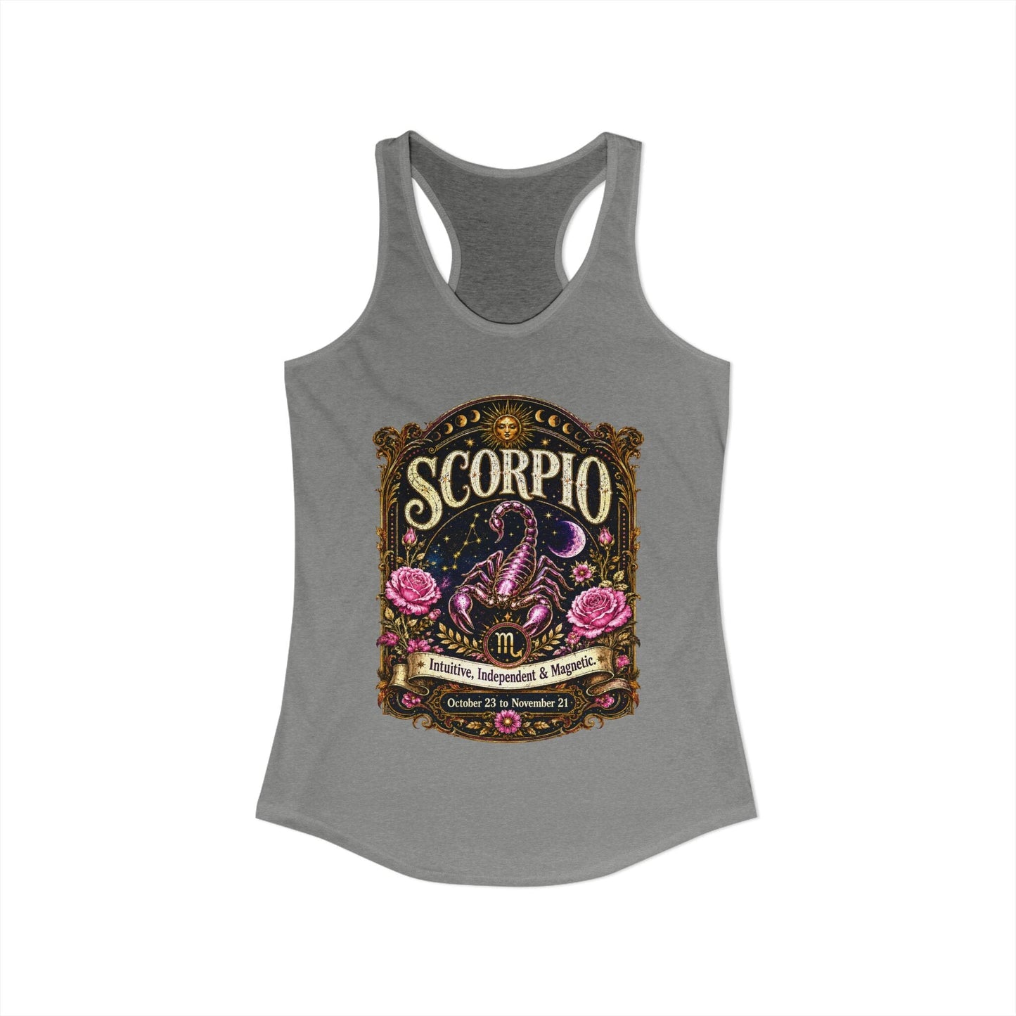 Scorpio Zodiac Women's Racerback Tank – Ornate Scorpion Artwork