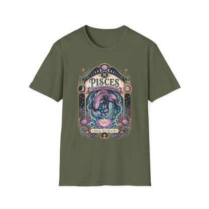 Pisces Zodiac Softstyle T-Shirt – Celestial Fish Artwork