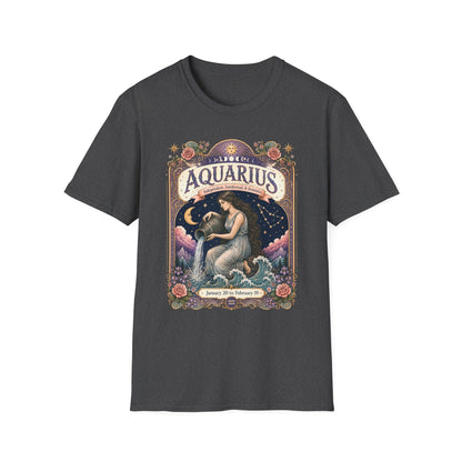 Aquarius Zodiac Softstyle T-Shirt – Celestial Water Bearer Artwork