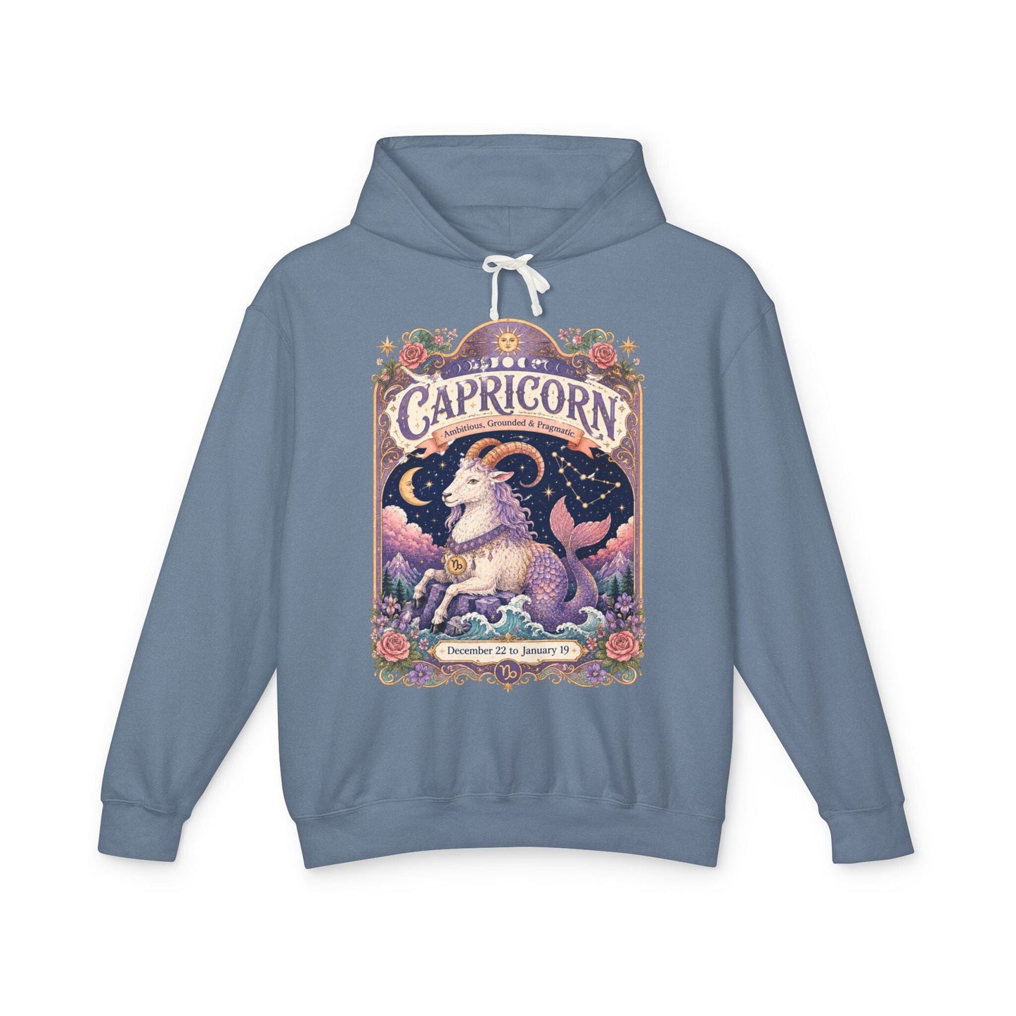 Capricorn Zodiac Hooded Sweatshirt – Enchanted Sea Goat Artwork