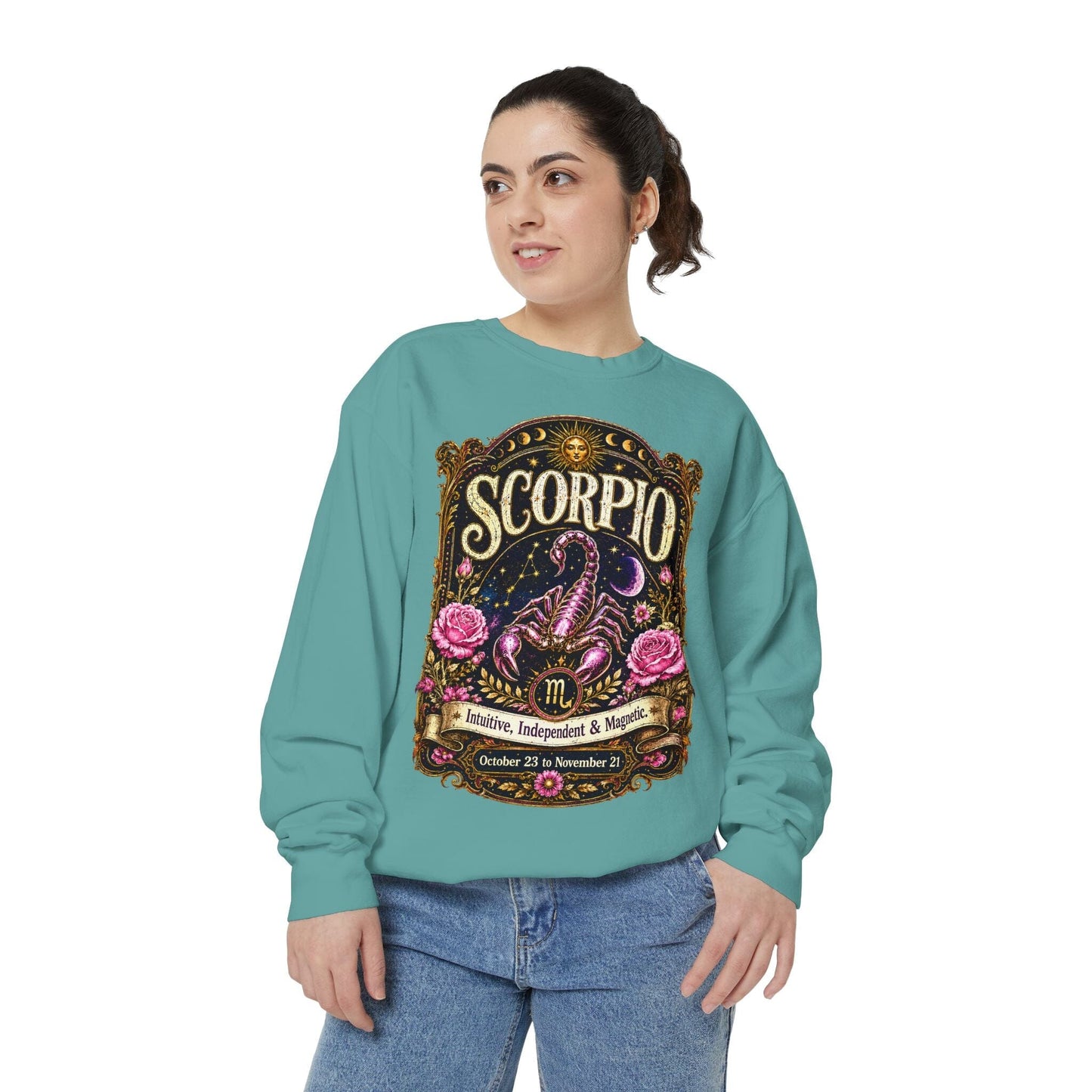 Scorpio Zodiac Garment-Dyed Sweatshirt – Mystic Scorpion Artwork
