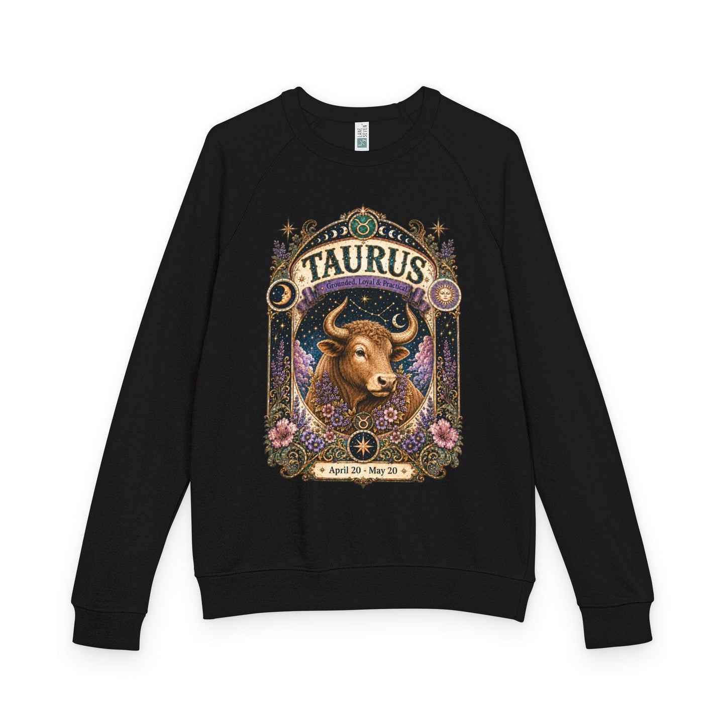 Taurus Zodiac Raglan Sweatshirt – Ethereal Bull Artwork