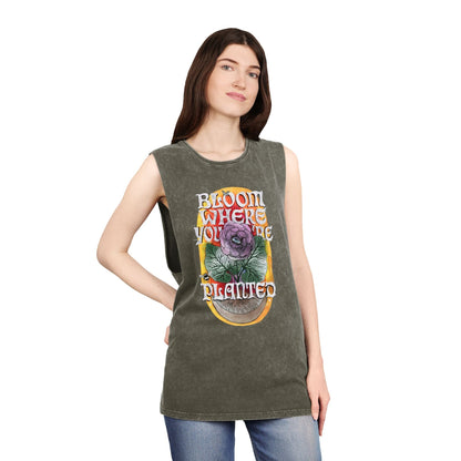 Bloom Where You Are Planted - Unisex Stonewash Tank Top