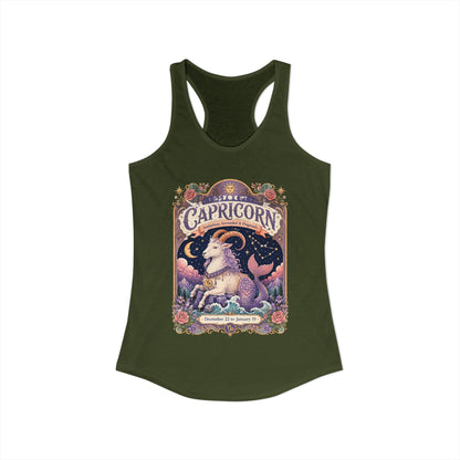 Capricorn Zodiac Women's Racerback Tank – Ornate Sea Goat Artwork