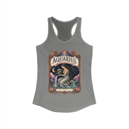 Aquarius Zodiac Women's Racerback Tank – Ornate Water Bearer Artwork