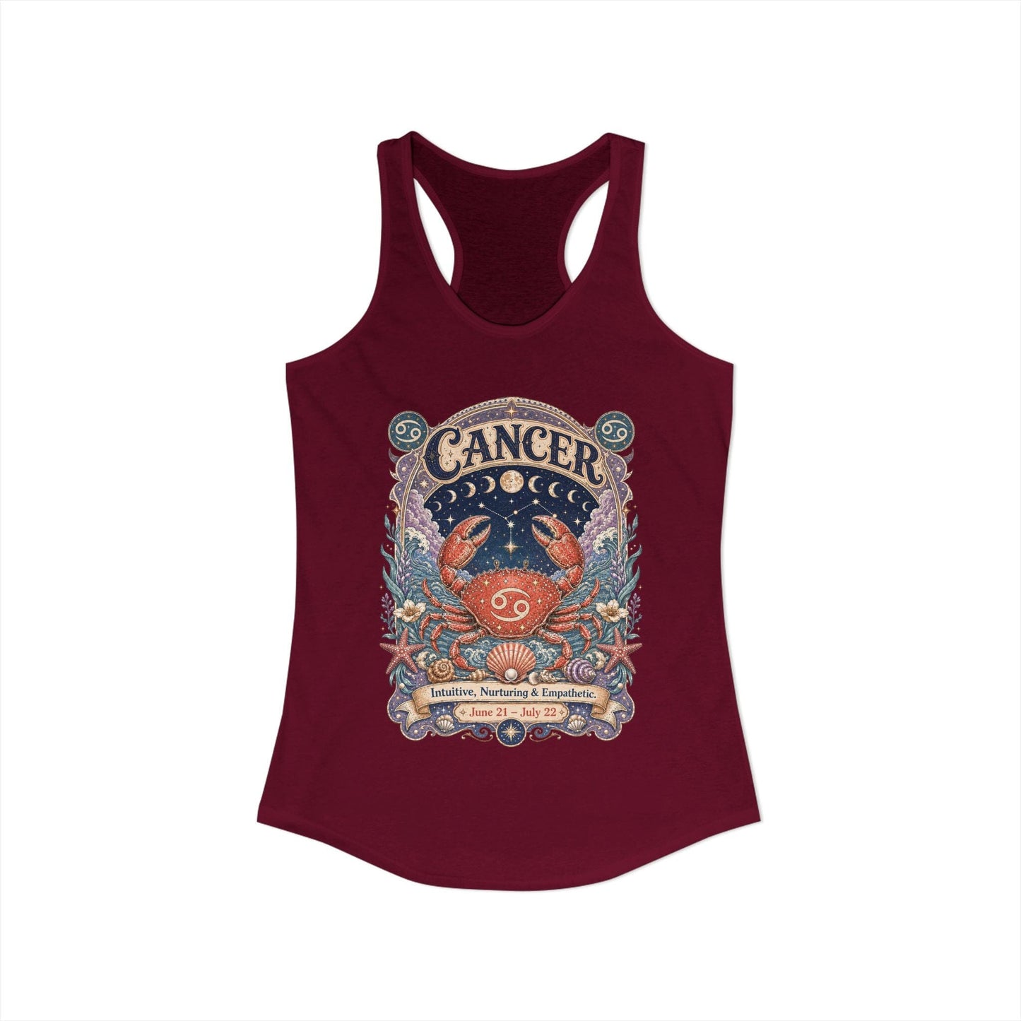 Cancer Zodiac Women's Racerback Tank – Ornate Crab Artwork