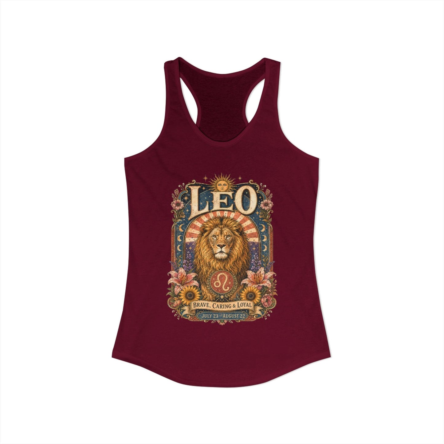 Leo Zodiac Women's Racerback Tank – Ornate Lion Artwork