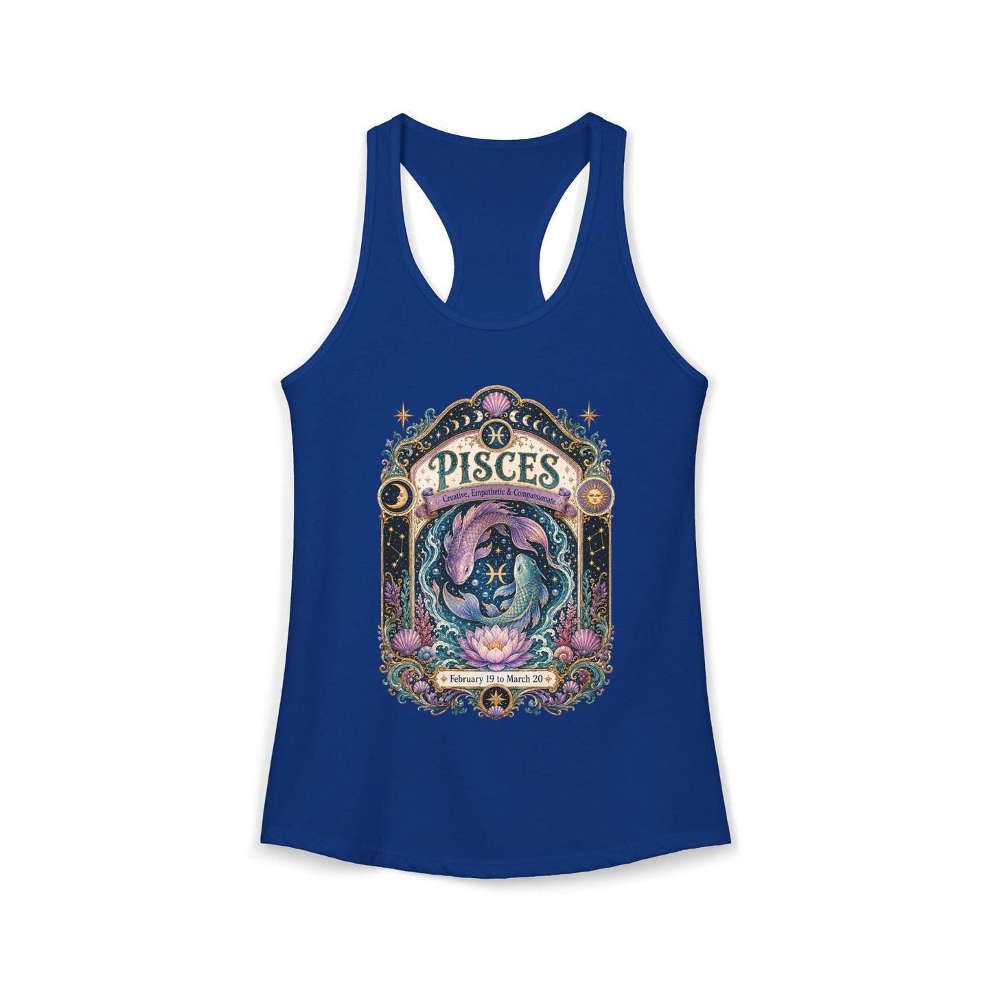 Pisces Zodiac Women's Racerback Tank – Ornate Fish Artwork