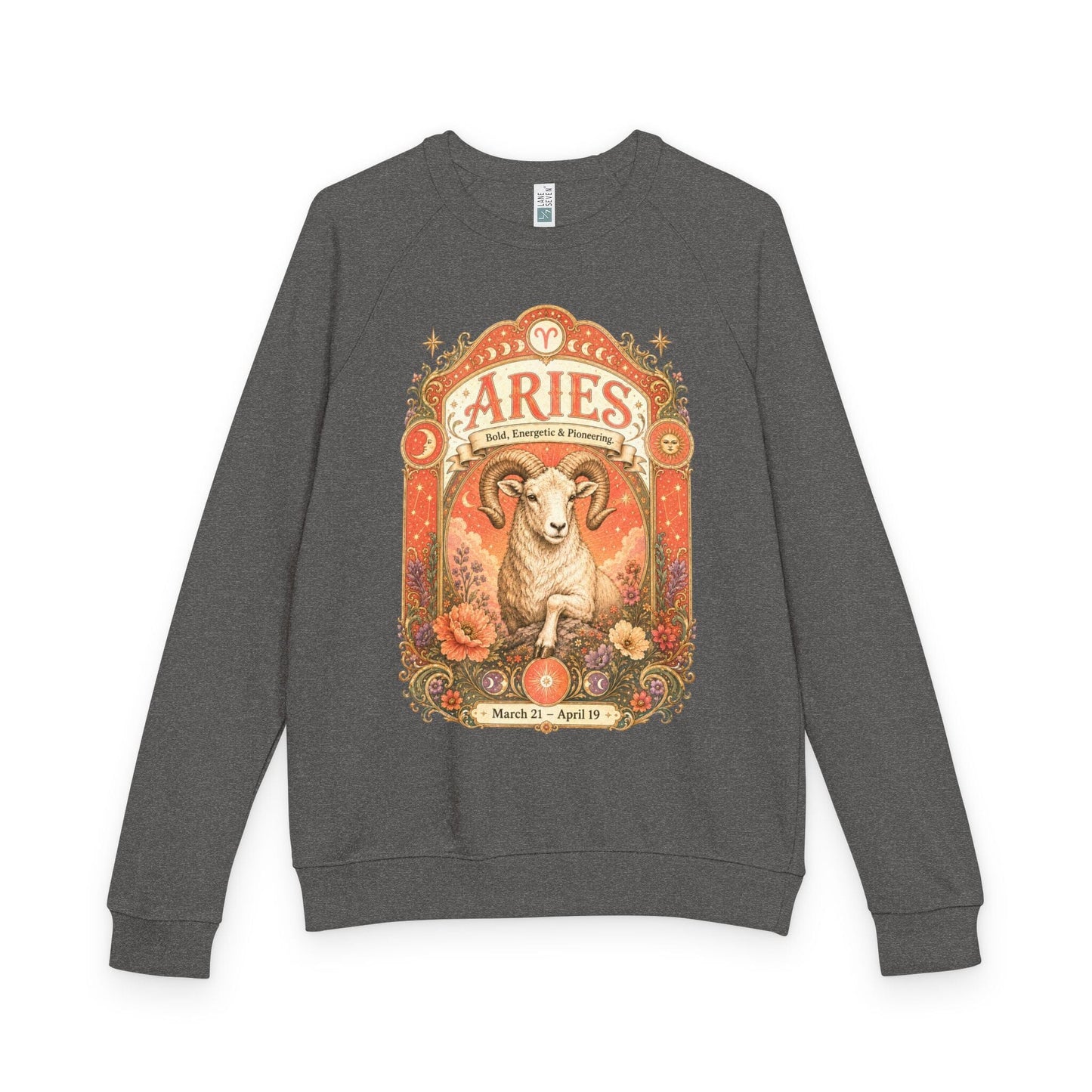 Aries Zodiac Raglan Sweatshirt – Ethereal Ram Artwork