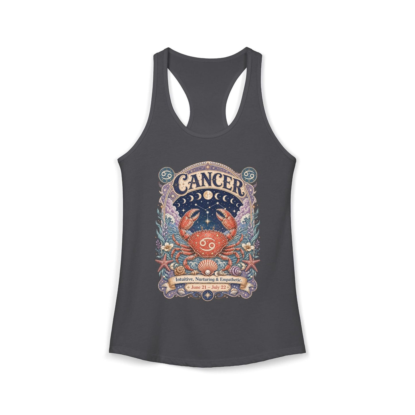 Cancer Zodiac Women's Racerback Tank – Ornate Crab Artwork