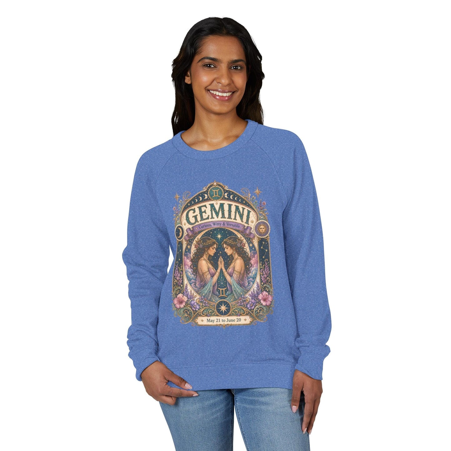 Gemini Zodiac Raglan Sweatshirt – Ethereal Twins Artwork