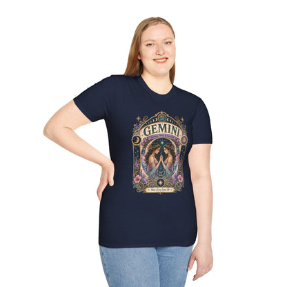 Gemini Zodiac Softstyle T-Shirt – Celestial Twins Artwork