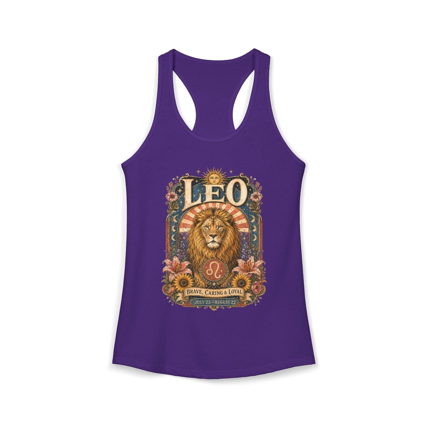 Leo Zodiac Women's Racerback Tank – Ornate Lion Artwork