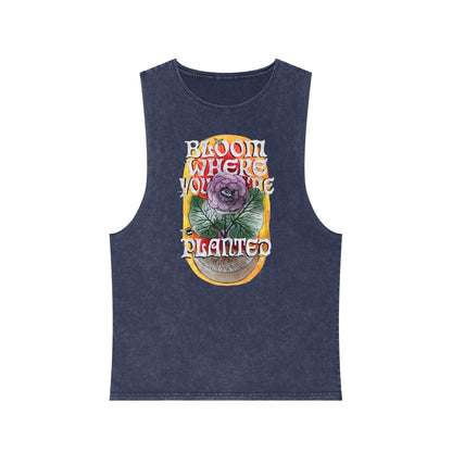 Bloom Where You Are Planted - Unisex Stonewash Tank Top