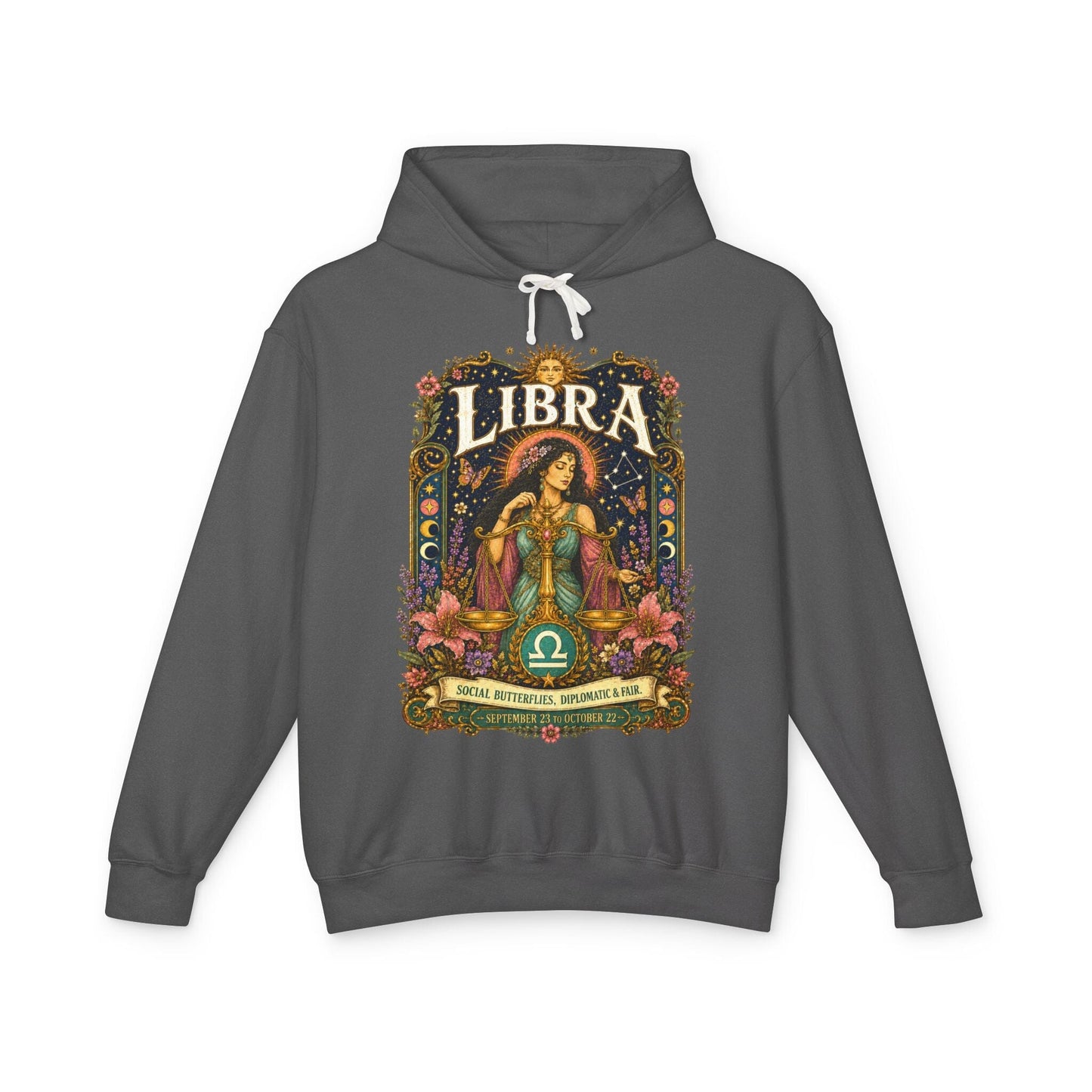 Libra Zodiac Hooded Sweatshirt – Enchanted Scales Artwork