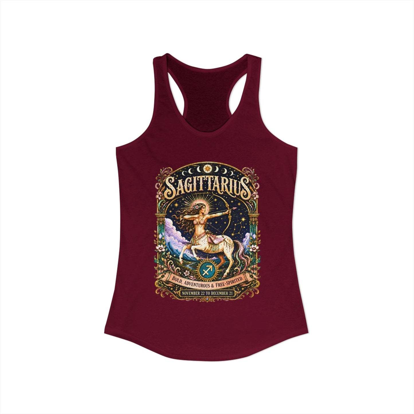 Sagittarius Zodiac Women's Racerback Tank – Ornate Archer Artwork