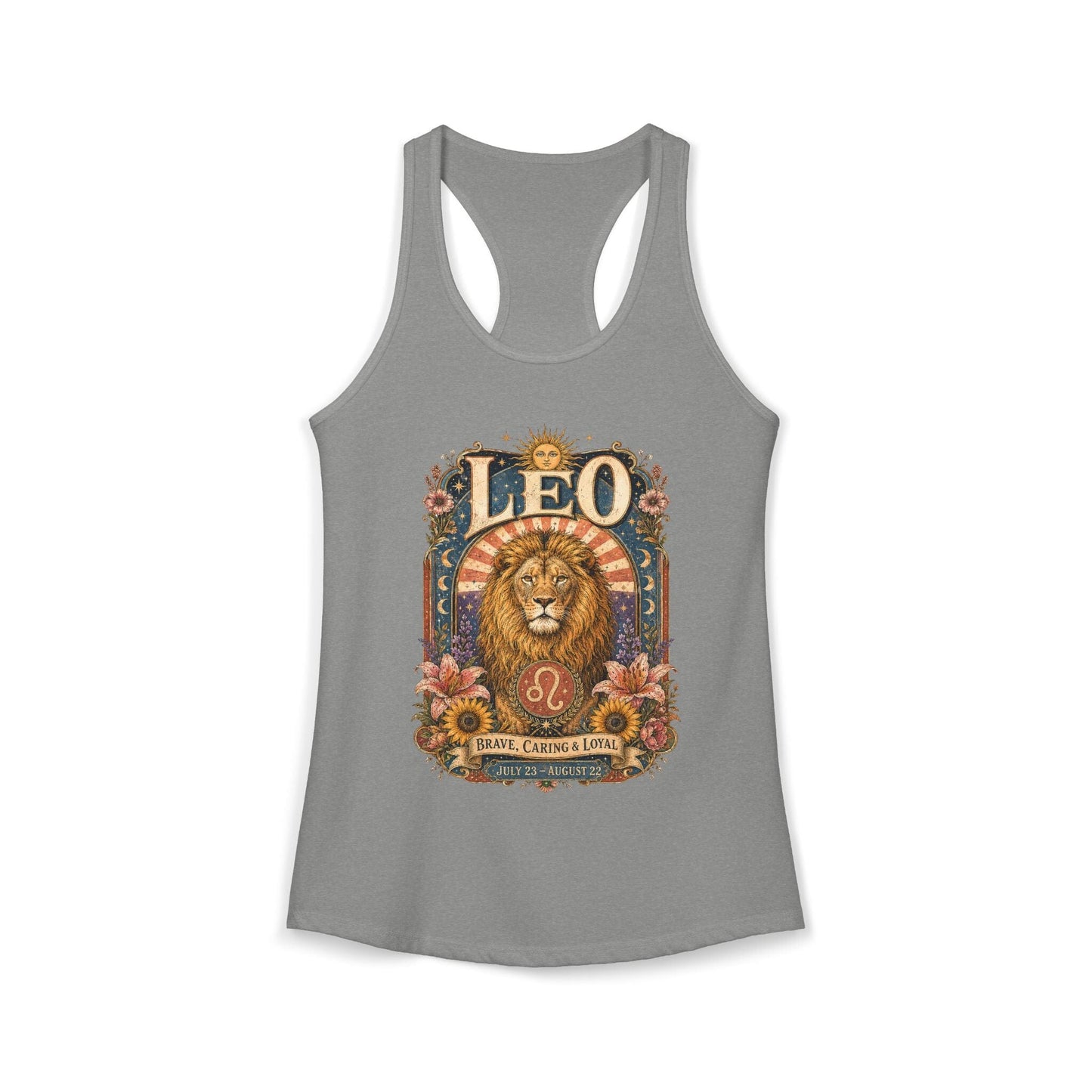 Leo Zodiac Women's Racerback Tank – Ornate Lion Artwork