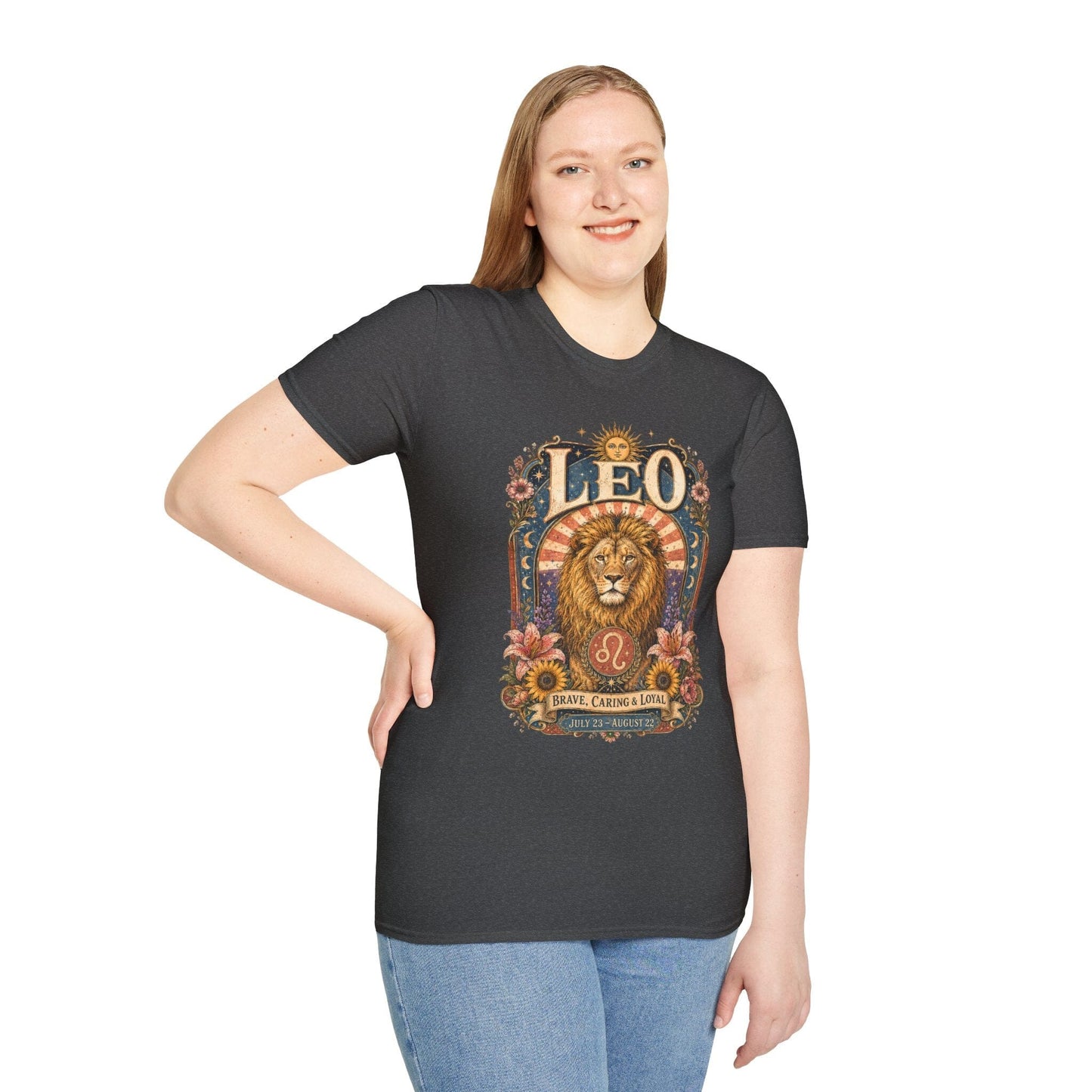 Leo Zodiac Softstyle T-Shirt – Celestial Lion Artwork