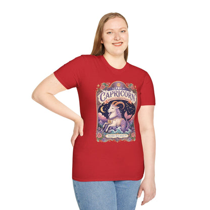 Capricorn Zodiac Softstyle T-Shirt – Celestial Sea Goat Artwork