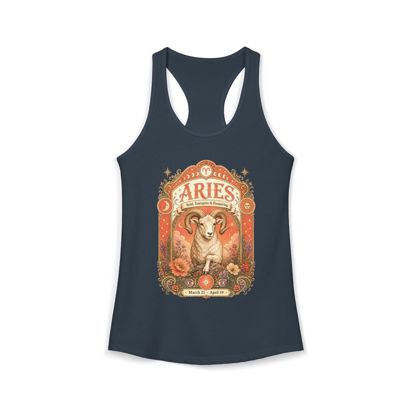 Aries Zodiac Women's Racerback Tank – Ornate Ram Artwork