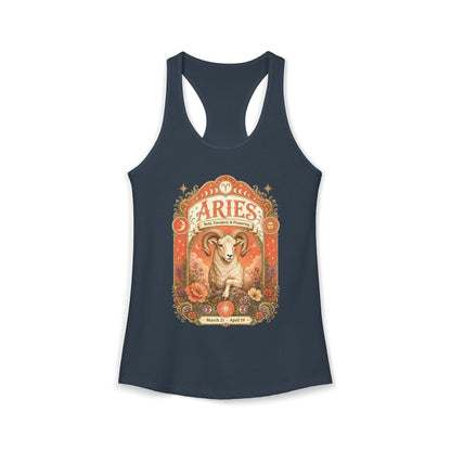 Aries Zodiac Women's Racerback Tank – Ornate Ram Artwork