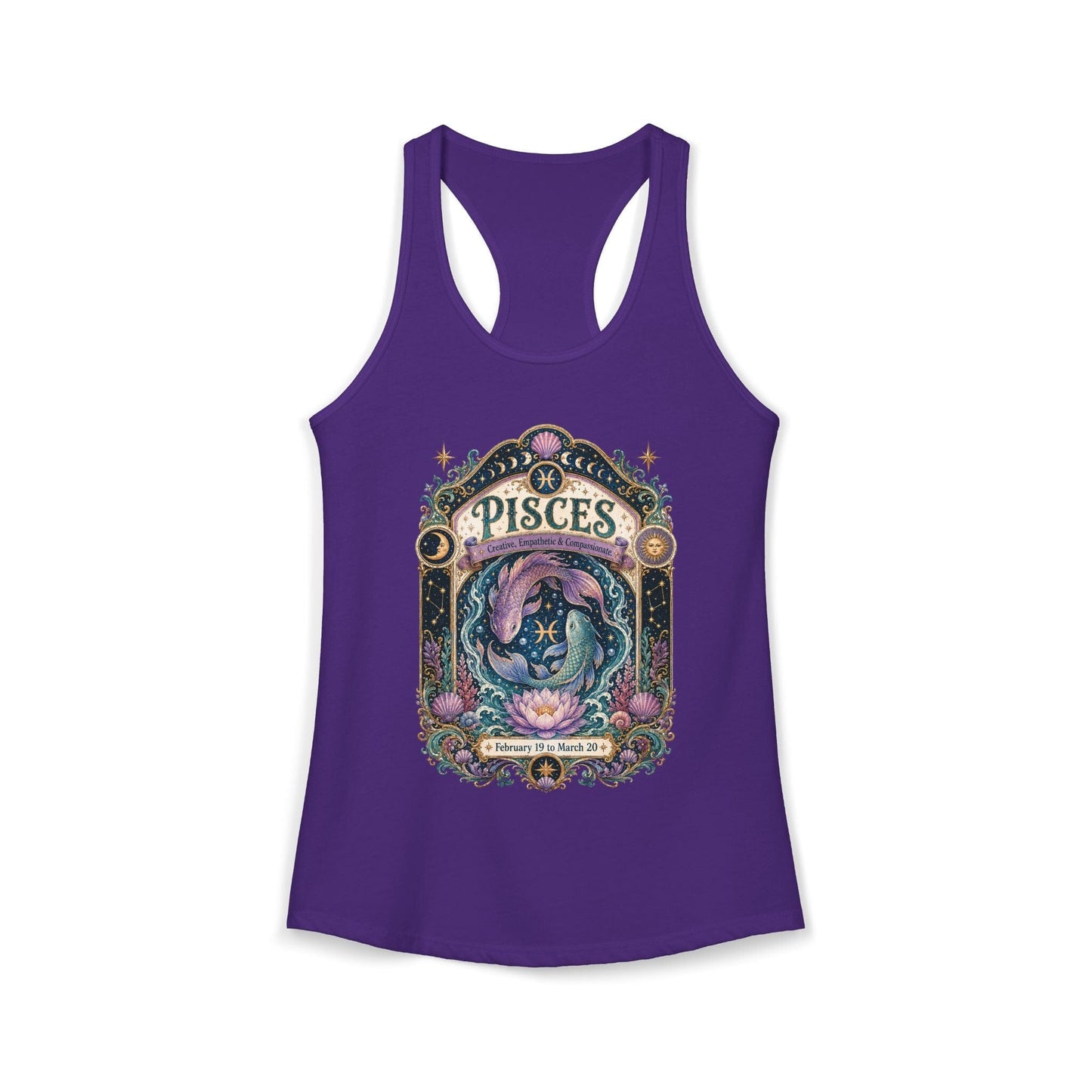 Pisces Zodiac Women's Racerback Tank – Ornate Fish Artwork