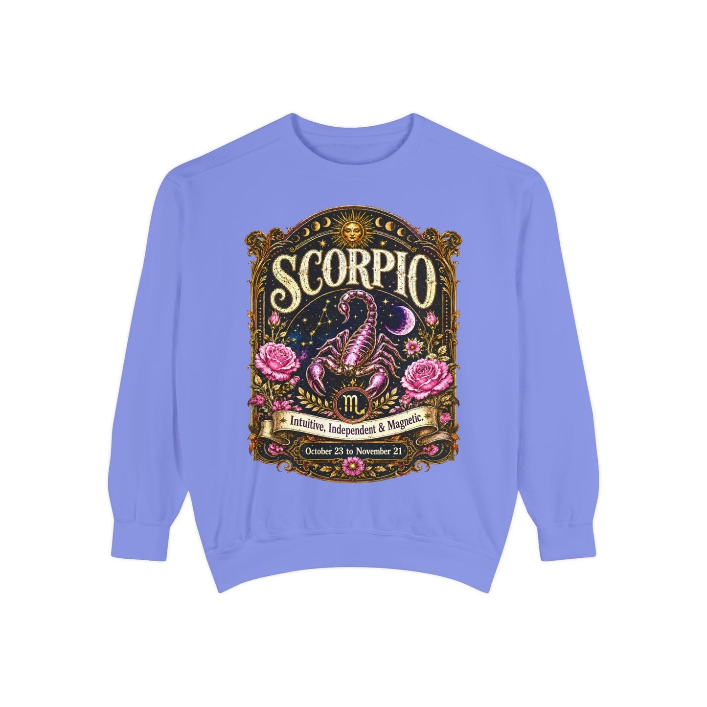 Scorpio Zodiac Garment-Dyed Sweatshirt – Mystic Scorpion Artwork