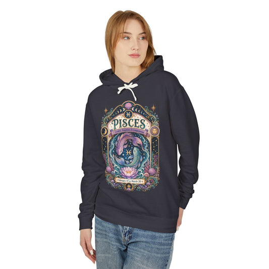 Pisces Zodiac Hooded Sweatshirt – Enchanted Fish Artwork