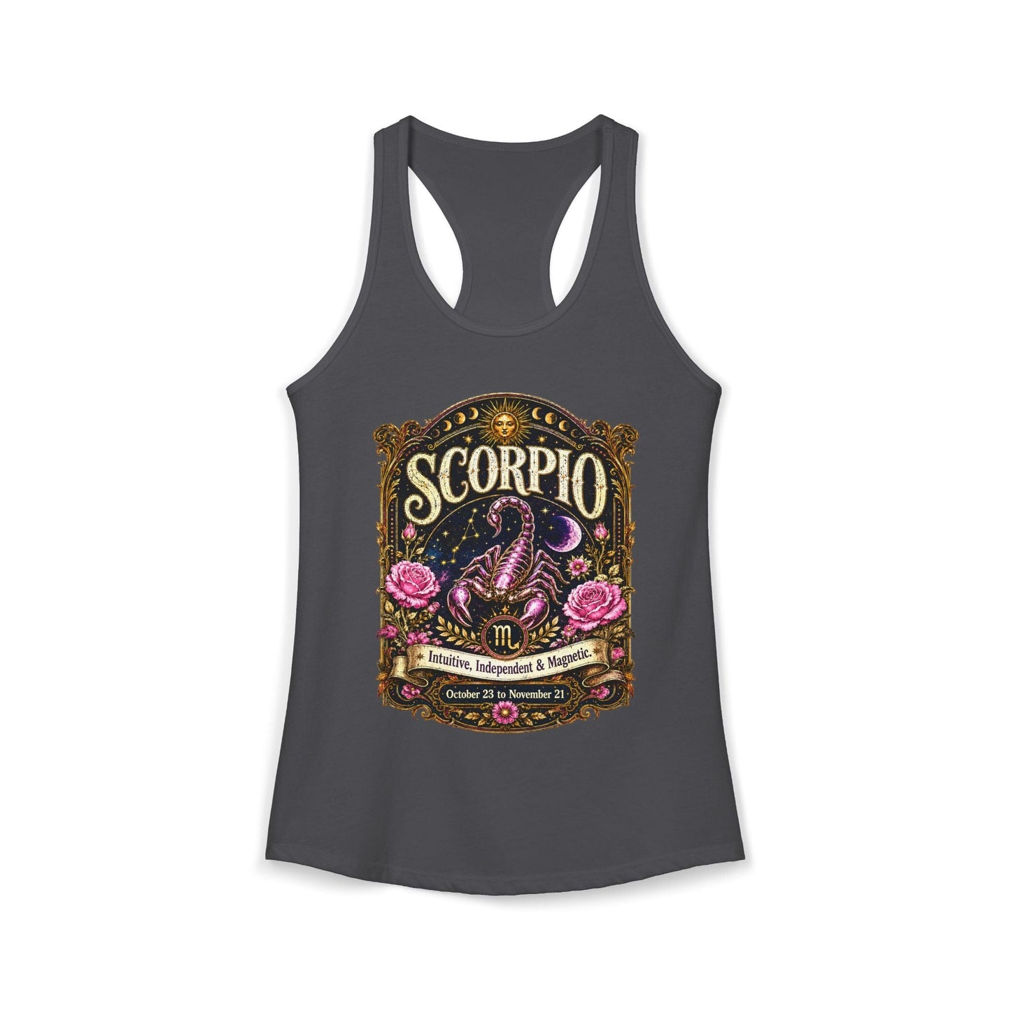 Scorpio Zodiac Women's Racerback Tank – Ornate Scorpion Artwork