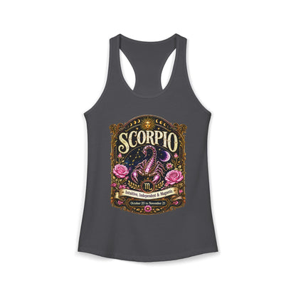 Scorpio Zodiac Women's Racerback Tank – Ornate Scorpion Artwork