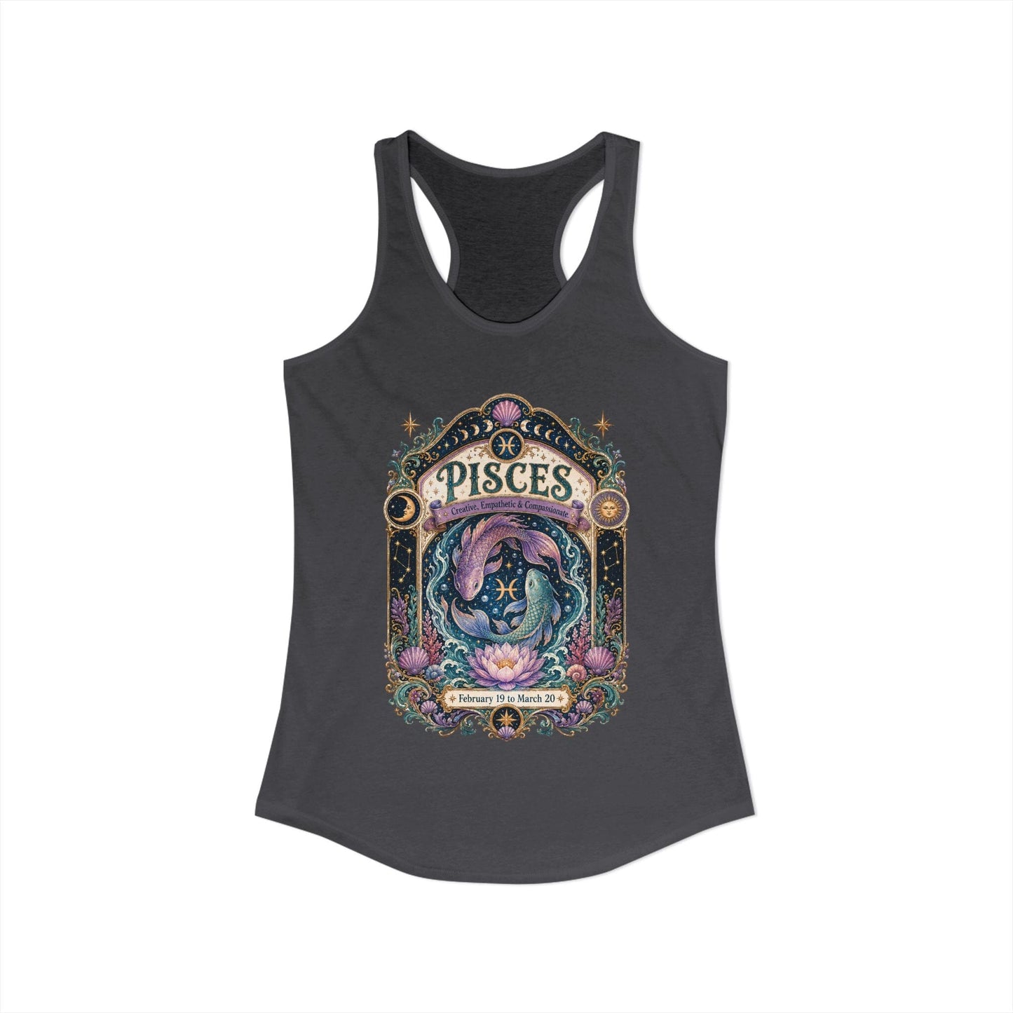 Pisces Zodiac Women's Racerback Tank – Ornate Fish Artwork