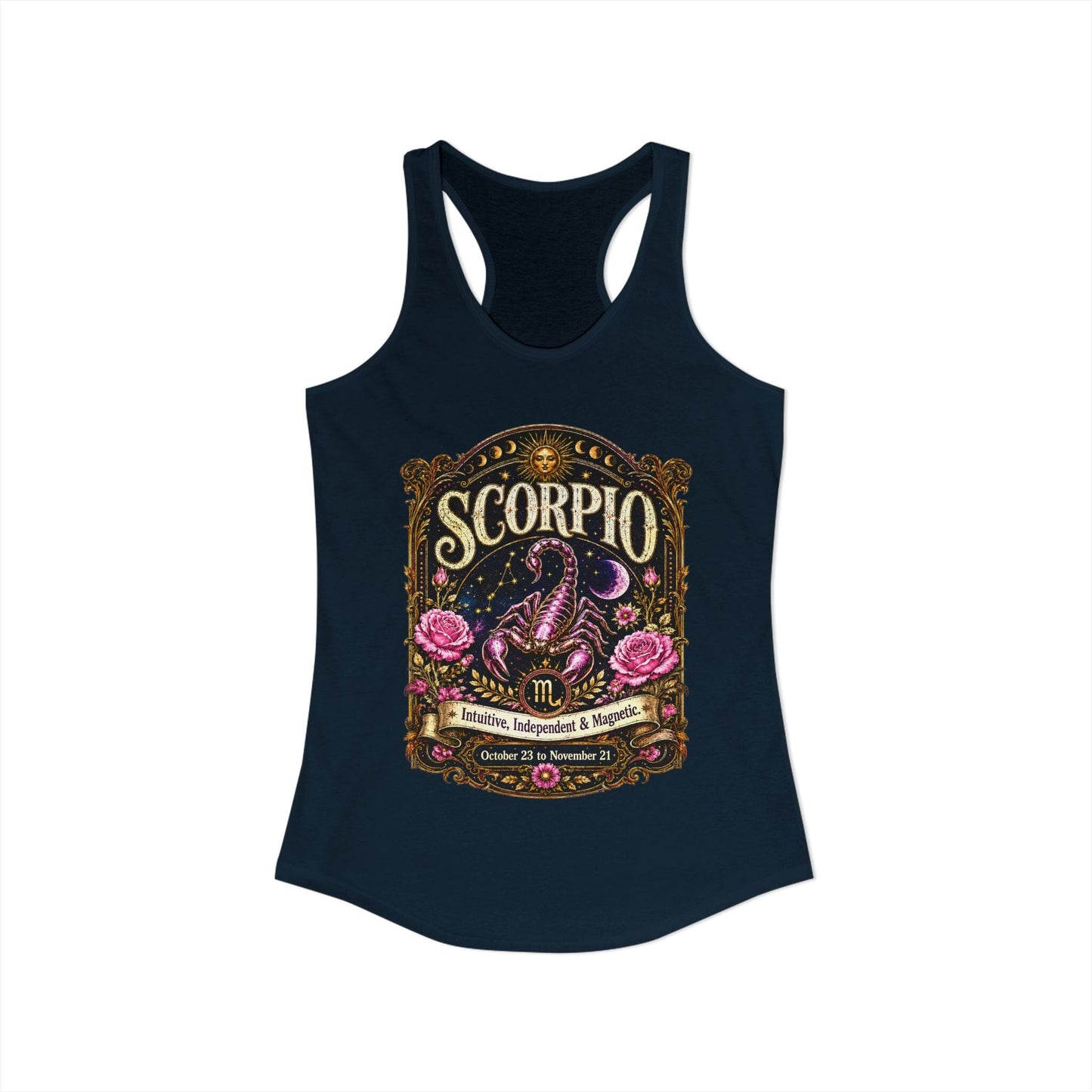 Scorpio Zodiac Women's Racerback Tank – Ornate Scorpion Artwork