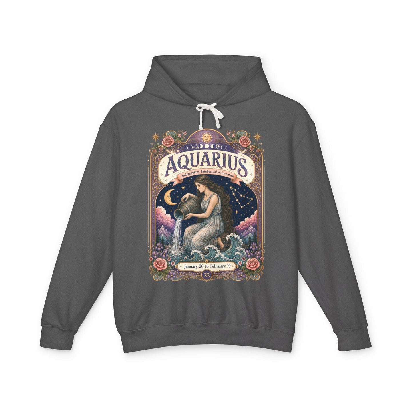 Aquarius Zodiac Hooded Sweatshirt – Enchanted Water Bearer Artwork