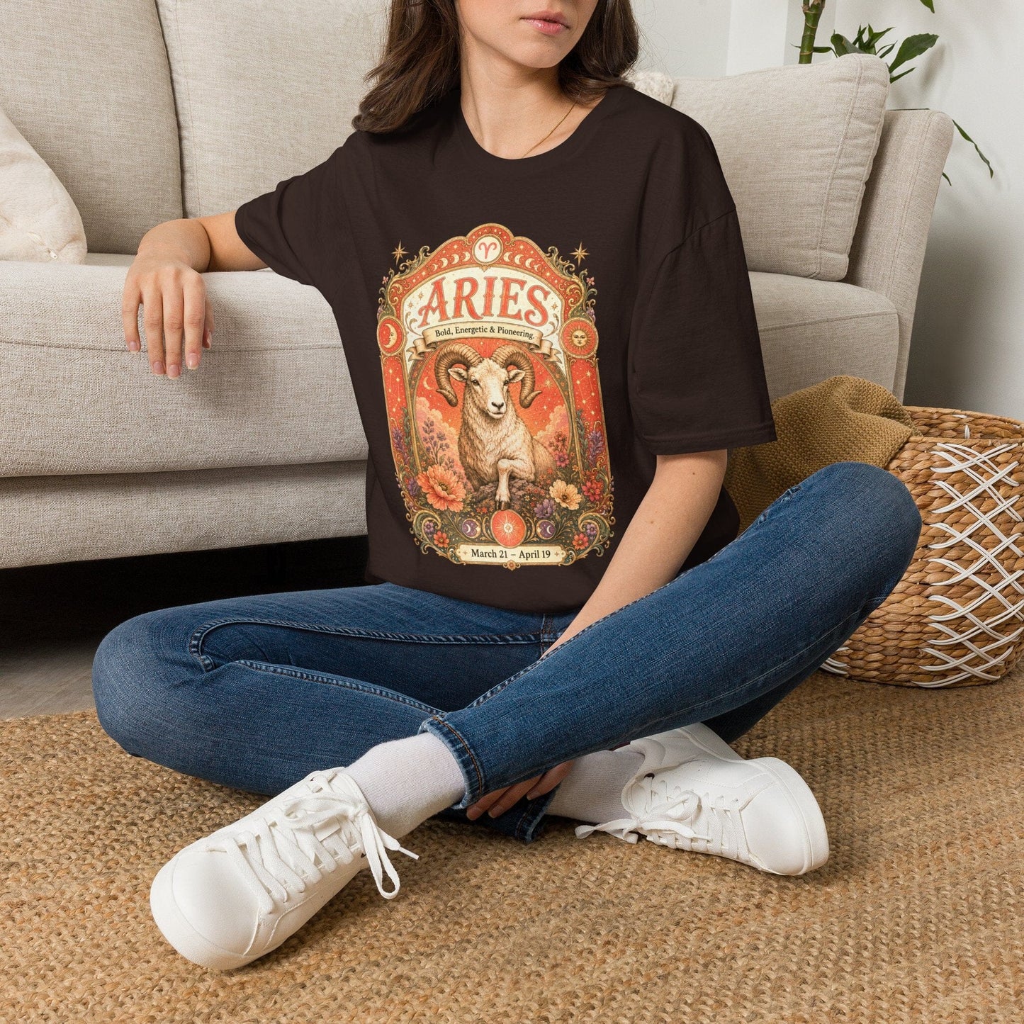 Aries Zodiac Softstyle T-Shirt – Celestial Ram Artwork