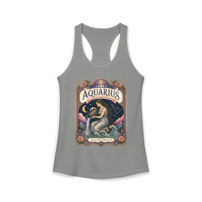 Aquarius Zodiac Women's Racerback Tank – Ornate Water Bearer Artwork