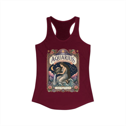 Aquarius Zodiac Women's Racerback Tank – Ornate Water Bearer Artwork