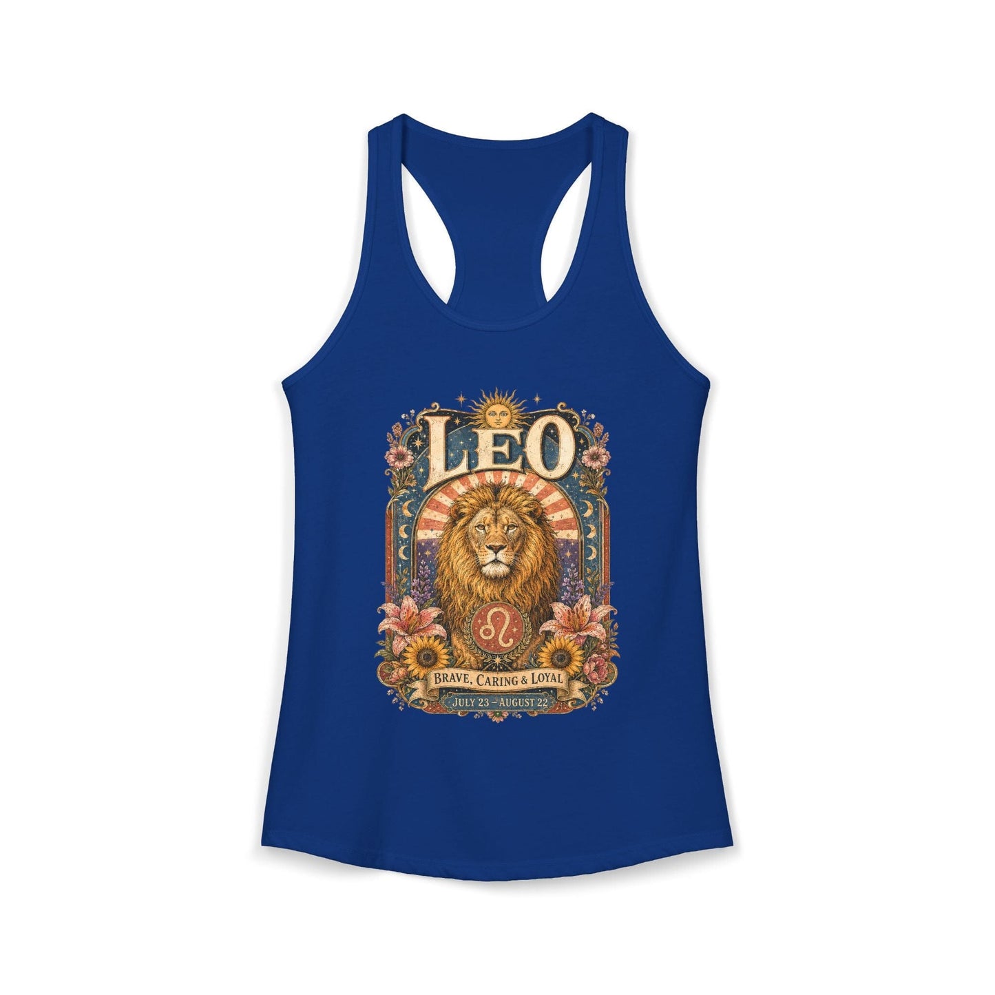 Leo Zodiac Women's Racerback Tank – Ornate Lion Artwork