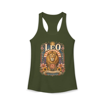 Leo Zodiac Women's Racerback Tank – Ornate Lion Artwork