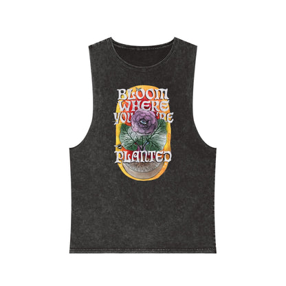 Bloom Where You Are Planted - Unisex Stonewash Tank Top
