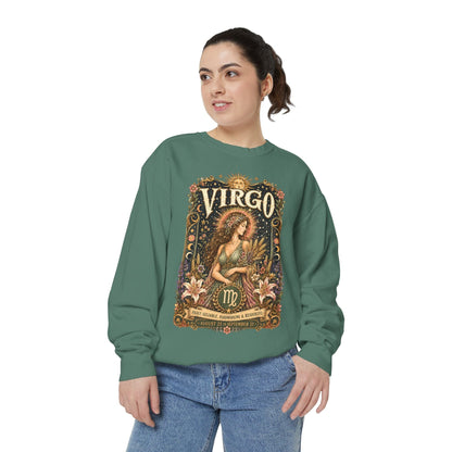 Virgo Zodiac Garment-Dyed Sweatshirt – Mystic Maiden Artwork