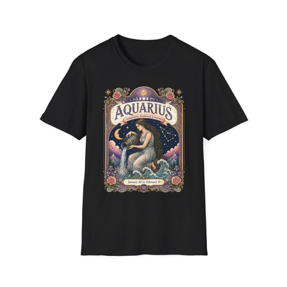 Aquarius Zodiac Softstyle T-Shirt – Celestial Water Bearer Artwork