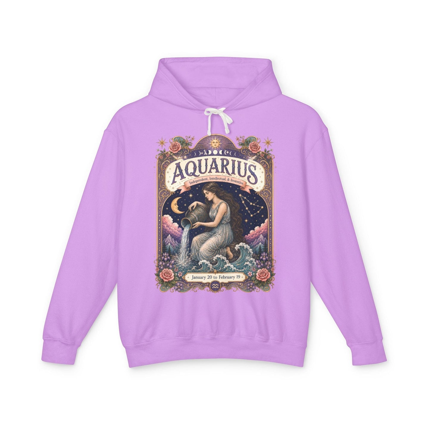 Aquarius Zodiac Hooded Sweatshirt – Enchanted Water Bearer Artwork