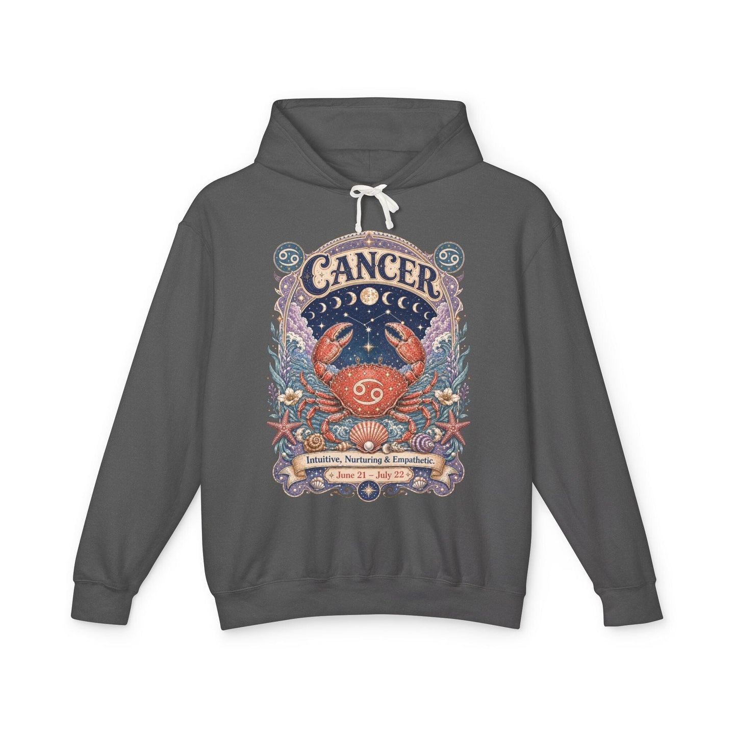 Cancer Zodiac Hooded Sweatshirt – Enchanted Crab Artwork