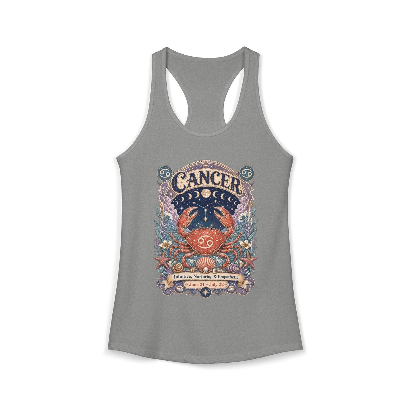 Cancer Zodiac Women's Racerback Tank – Ornate Crab Artwork