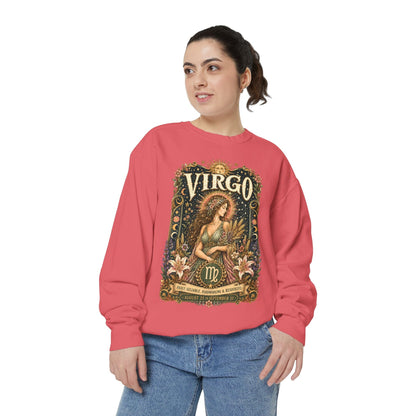 Virgo Zodiac Garment-Dyed Sweatshirt – Mystic Maiden Artwork