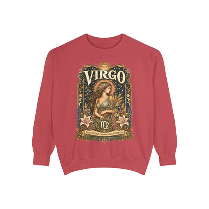 Virgo Zodiac Garment-Dyed Sweatshirt – Mystic Maiden Artwork