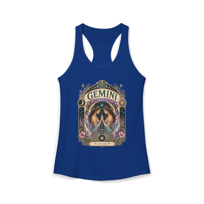Gemini Zodiac Women's Racerback Tank – Ornate Twins Artwork