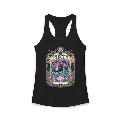Pisces Zodiac Women's Racerback Tank – Ornate Fish Artwork